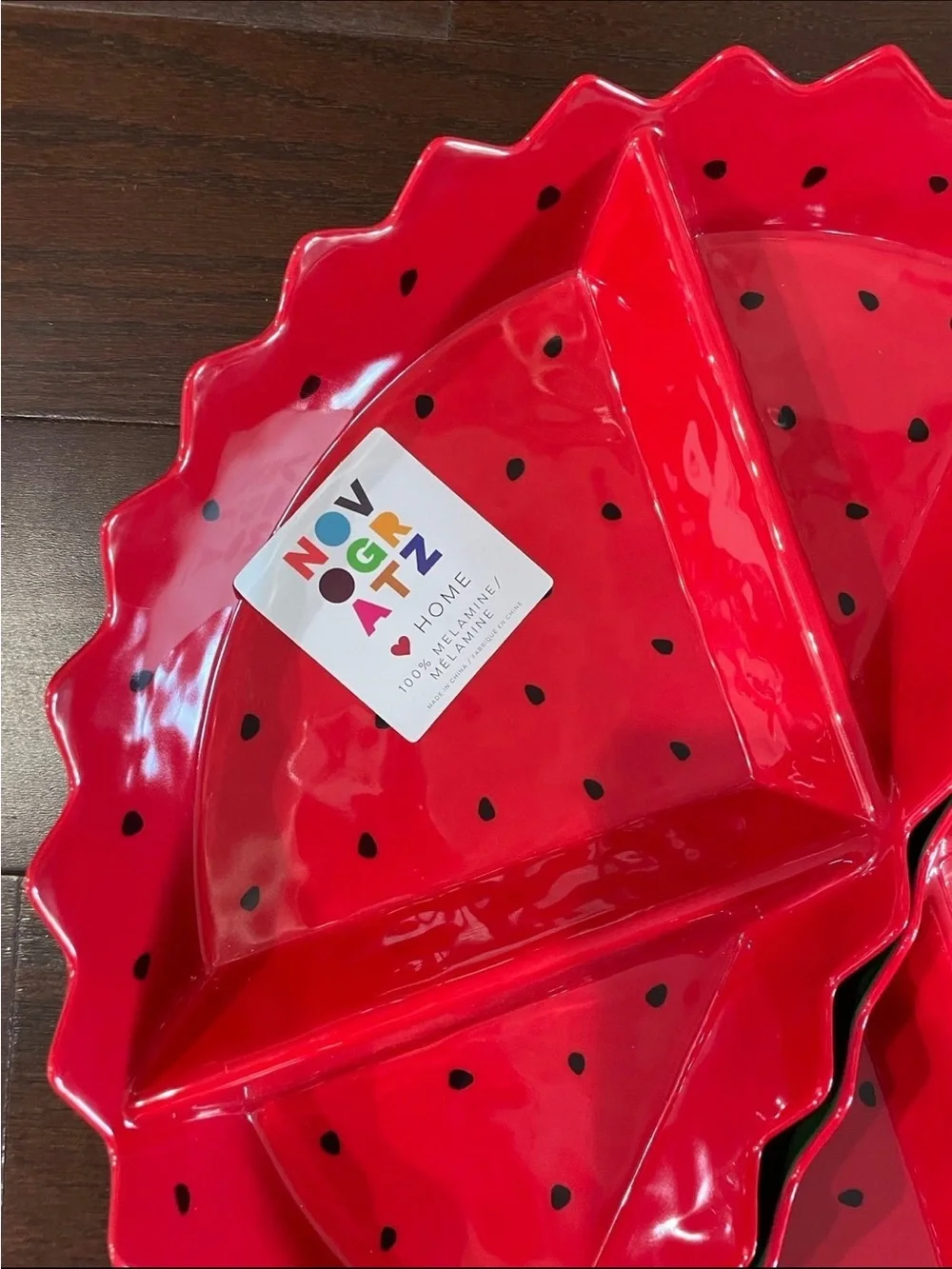 NOVOGRATZ WATERMELON MELAMINE DIVIDED SERVING DISHES 2